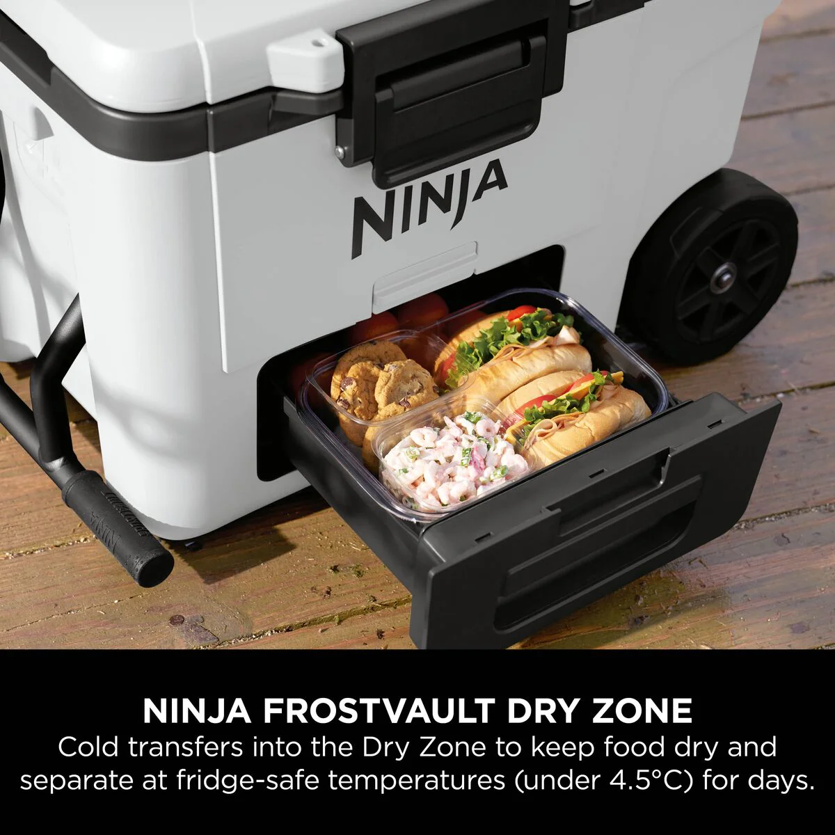 Ninja FrostVault 45QT/42L Wheeled Cooler with Dry Zone, Cloud White FB245UKWH - Image 3