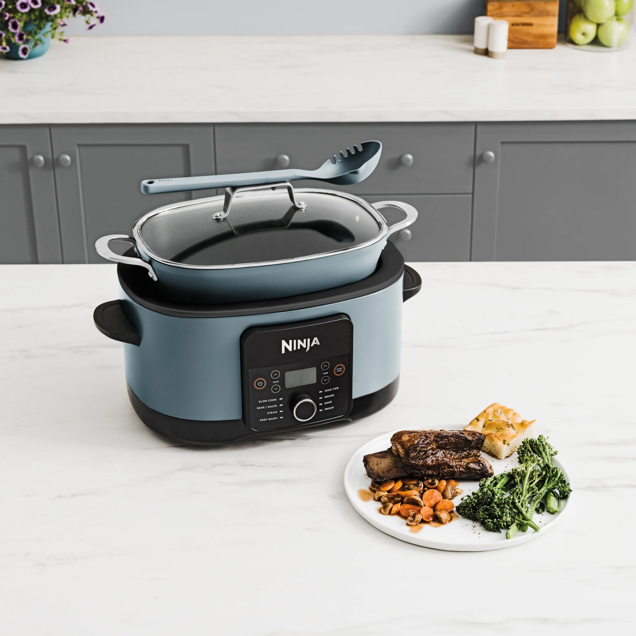 Ninja Foodi 8-in-1 PossibleCooker Slow Cooker & Multi-Cooker Sea Salt Grey [MC1001UK] - Image 7