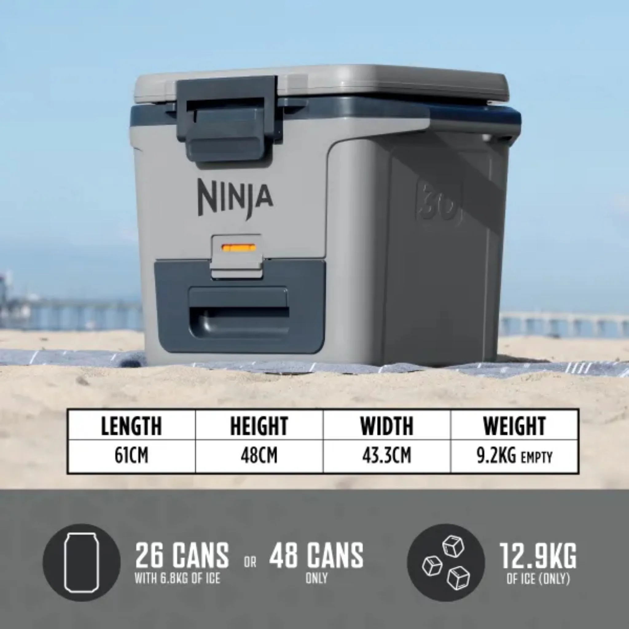 Ninja FrostVault 30QT/28L Hard Cooler - Slate Grey FB131UKGY - Image 8