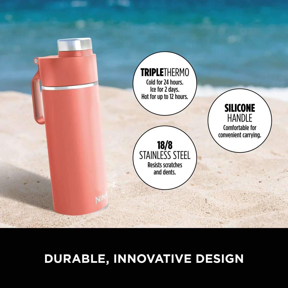 Ninja Thirsti 530 ml Travel Bottle – Coral DW1801EUUKPE - Image 3