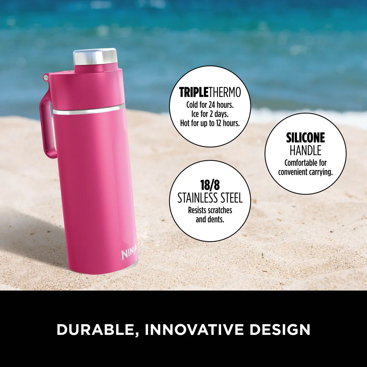 Ninja Thirsti 530 ml Travel Bottle – Hot Pink DW1801EUUKBP - Image 3