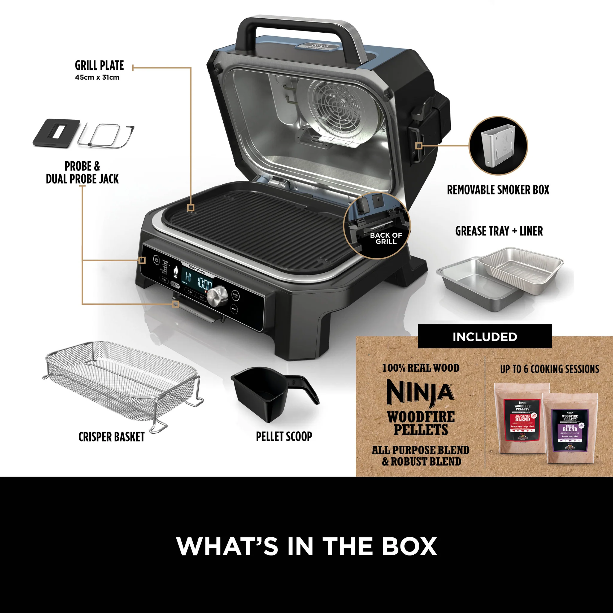 Ninja Woodfire Pro Connect XL Electric BBQ Grill & Smoker OG901UK – Free BBQ Cover - Image 13